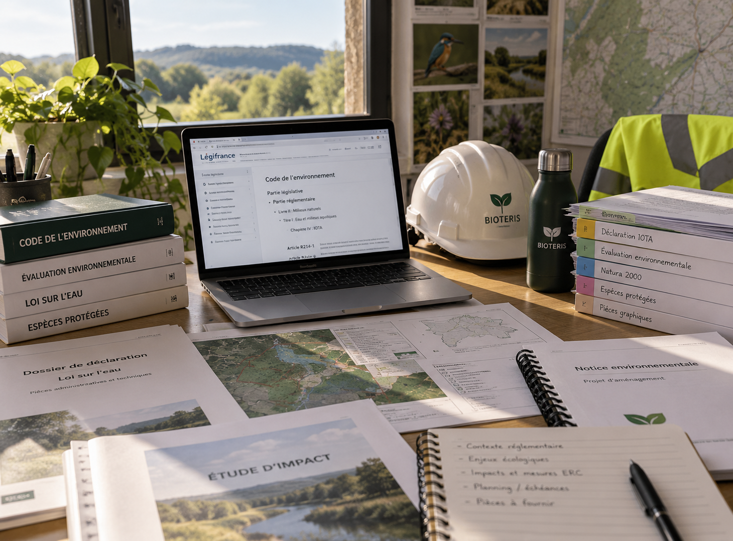 Dossier réglementaire, cartes et équipements de chantier sur site